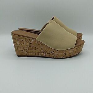 Sonoma Platform Wedges Size 7M 7 Medium Sandal Slip On Shoes Neutral